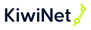 Main logo KiwiNet logo Dark Blue with lime accent RGB